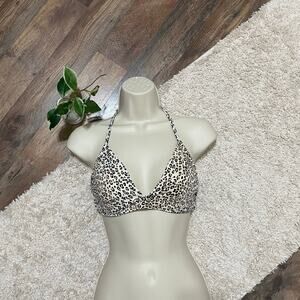 Victoria's Secret Large Leopard Print The Adjustable Halter Bralette Bikini Top